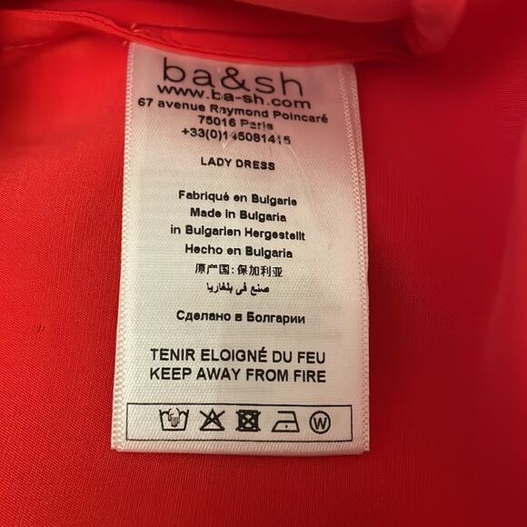 Bash Coral Red Long Sleeve Dress Medium Vintage Style Retails: $420 - Picture 6 of 7